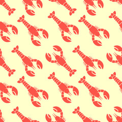 Lobster seamless pattern. Vector illustration