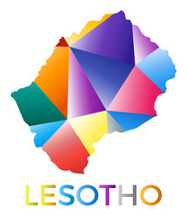 Bright colored Lesotho shape. Multicolor geometric style country logo. Modern trendy design. Cool vector illustration.