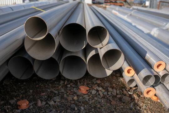 Stainless pipes on the street
