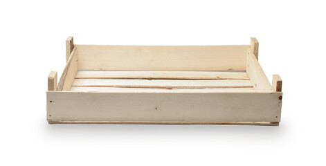Wooden box isolated on white.