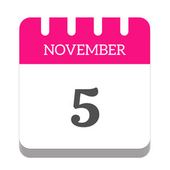 November 5 calendar flat icon