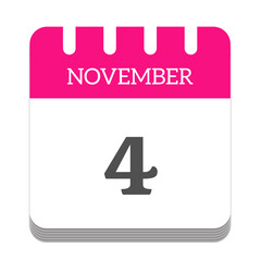 November 4 calendar flat icon
