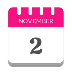 November 2 calendar flat icon