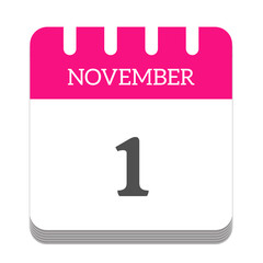 November 1 calendar flat icon