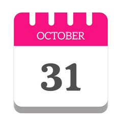 October 31 calendar flat icon