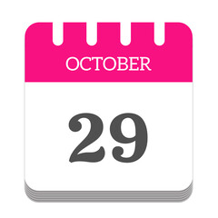 October 29 calendar flat icon