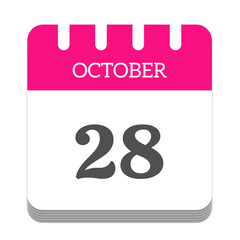 October 28 calendar flat icon