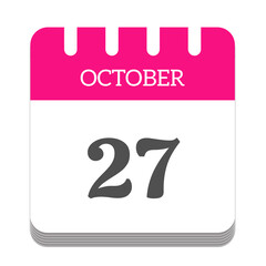 October 27 calendar flat icon