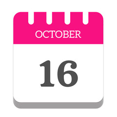 October 16 calendar flat icon