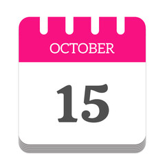 October 15 calendar flat icon