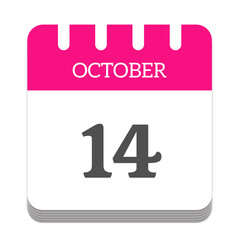 October 14 calendar flat icon