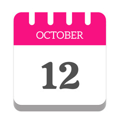 October 12 calendar flat icon