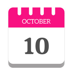 October 10 calendar flat icon
