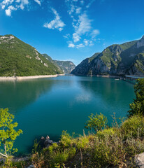 Piva Lake (Pivsko Jezero) view in Montenegro.