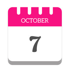October 7 calendar flat icon