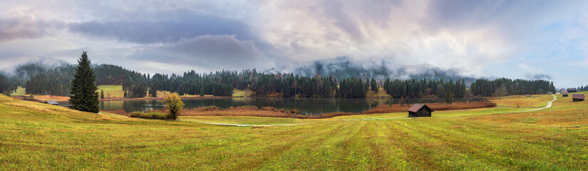 Alpine autumn lake Geroldee or Wagenbruchsee, Germany