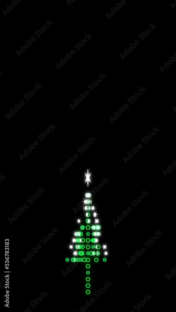 Wall mural procedural christmas tree. christmas tree shape made from on off circles and stars. vertical format.