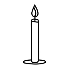 Fototapeta premium Single hand drawn doodle candle for New Year and Xmas greeting cards, posters, stickers and seasonal design. Decorative wax candle for relax and spa.