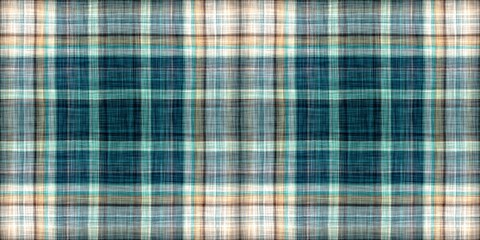 Teal rustic coastal beach house border check fabric tile. Seamless sailor flannel edging trim textile. Gingham rustic banner ribbon endless tape.