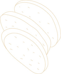 Garlic Sliced Bread Line Illustration