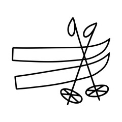 Vector hand drawn doodle blue ski illustration. Design greeting cards, posters, gift wrapping.