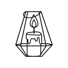 Obraz premium Single hand drawn doodle candle for New Year and Xmas greeting cards, posters, stickers and seasonal design. Decorative wax candle for relax and spa.