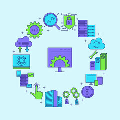 Computer software development round poster