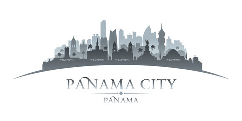 Fototapeta premium Panama city silhouette white background