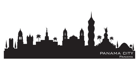 Fototapeta premium Panama city skyline vector silhouette