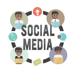 business african social media design character with text