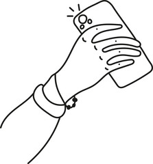 Hand drawn of selfie on smartphone