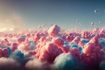 Fantasy colorful cotton candy fairytale festive land