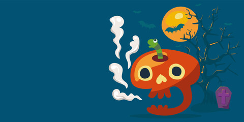 Happy Halloween night party invitation card design.