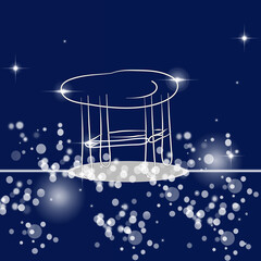 Waiting place background with dark blue color. Empty chair, invitation. Scene, performance. New concept backdrop