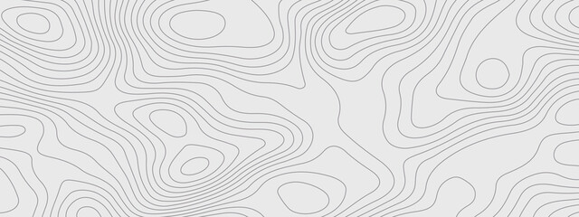 Black and white wave abstract topographic map contour, lines Pattern background. Topographic map and landscape terrain texture grid. Wavy banner and color geometric form. Vector illustration.