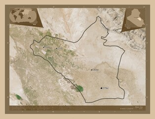 Wasit, Iraq. Low-res satellite. Labelled points of cities