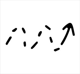 Arrow, direction indicator. Black and white sketch, logo, clipart, icon, icon, template. Isolated object on a white background. Vector image.