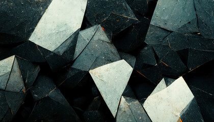 Abstract background with black carbon crystal grain pattern. 3D style illustration