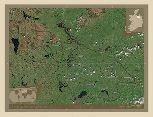 Cavan, Ireland. High-res satellite. Labelled points of cities