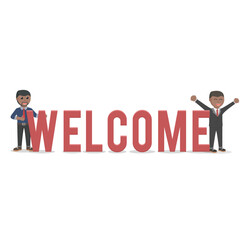 Fototapeta premium business african welcome character with text