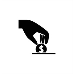 Art illustration icon logo charity and solidarity symbol of hand and money
