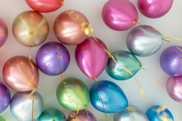 Fototapeta na wymiar Colorful balloons background. Birthday party 
