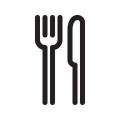 Fork and knife outline icon. Linear style restaurant food symbol. Dinner sign. Editable stroke. Vector graphics