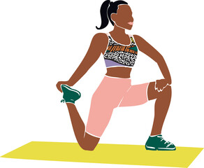 Women wearing bright sportswear doing Yoga element