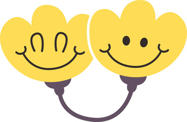 Cute funny face flower vector