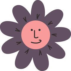 Cute funny face flower vector