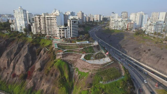 Highway of the Costa Verde, at the height of the district of Miraflores in the city of Lima