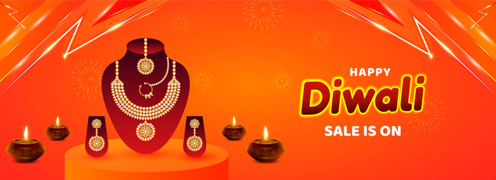 Happy Diwali Indian festival of lights . Banner, poster and web header sale design background.