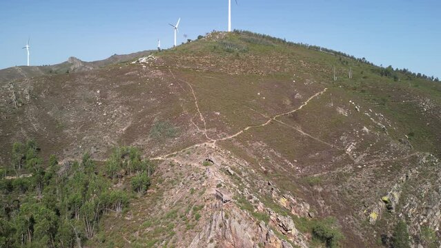 Aerial footage of Miradouro da Boneca at Boneca Hill near Porto