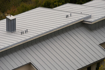 Architecture modern roof made of titanium zinc bird's eye view - obrazy, fototapety, plakaty